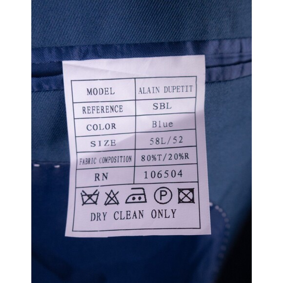 Alain Dupetit Sport Coat Jacket Blazer Sz 58L Poly Blend 2-Button Solid Blue NWT - Picture 13 of 16